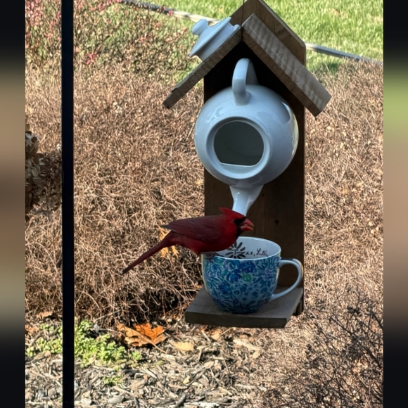 Rustic Wooden Handmade Bird Feeder Teal  Me Meet Again - Picture 10 of 14